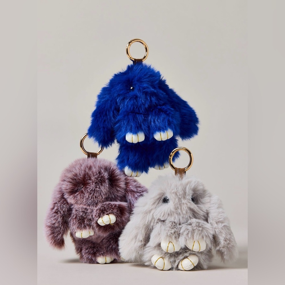 Fluffy Bunny Keychain Bag Charm - Picture 2 of 6
